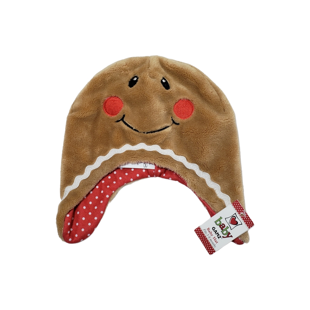 Baby Ganz Plush Gingerbread Man Baby Hat Size 3-6m Brown